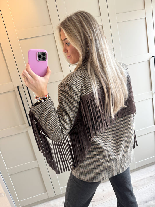 Blazer | Aylin | Geruit fringes