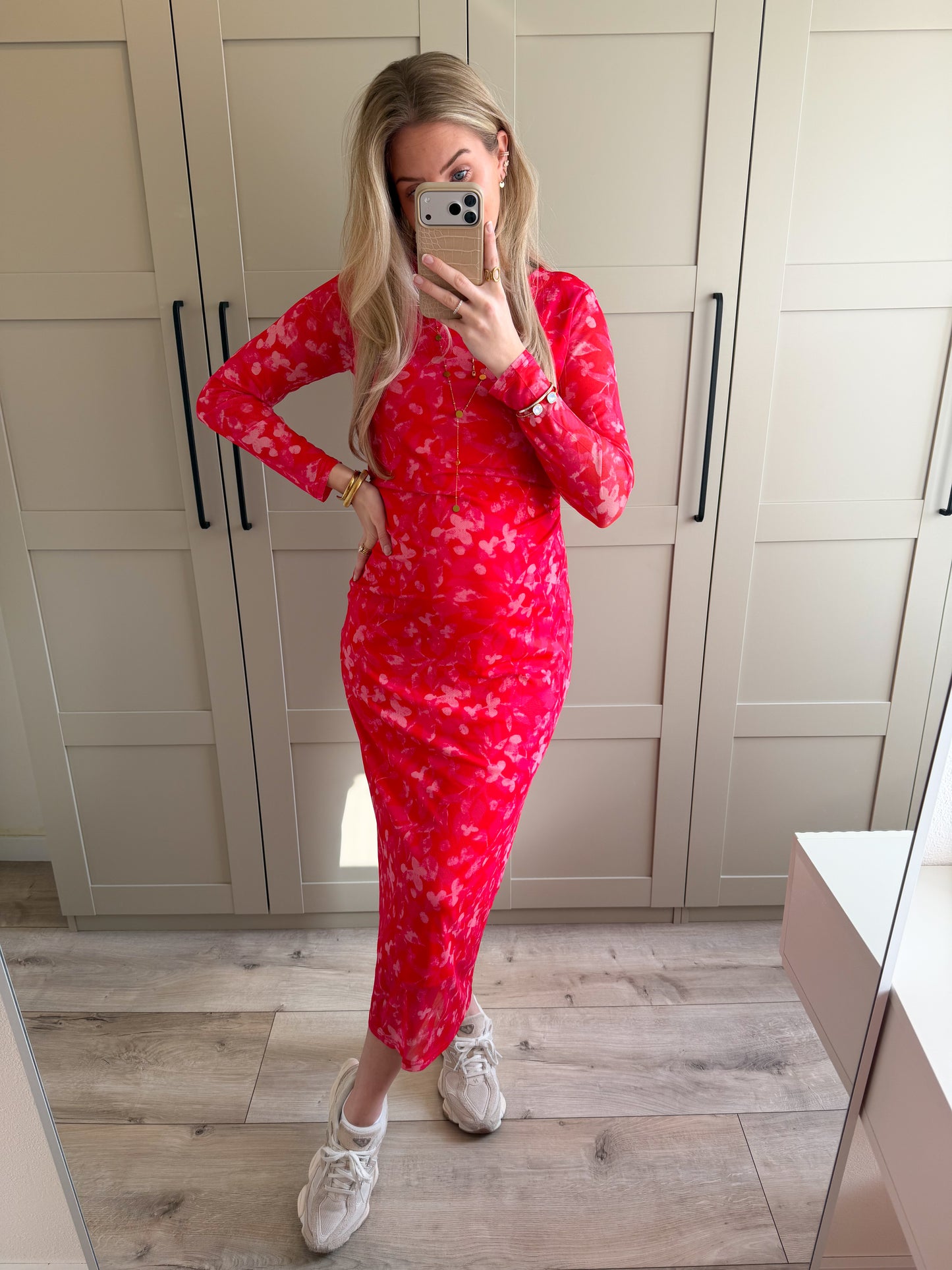 Jurk | Josy | Flower rood roze