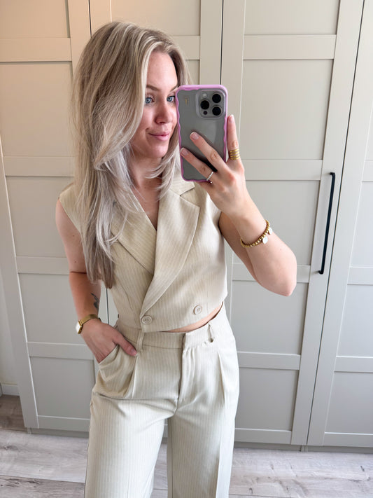 Gilet | Charlie | Beige streep