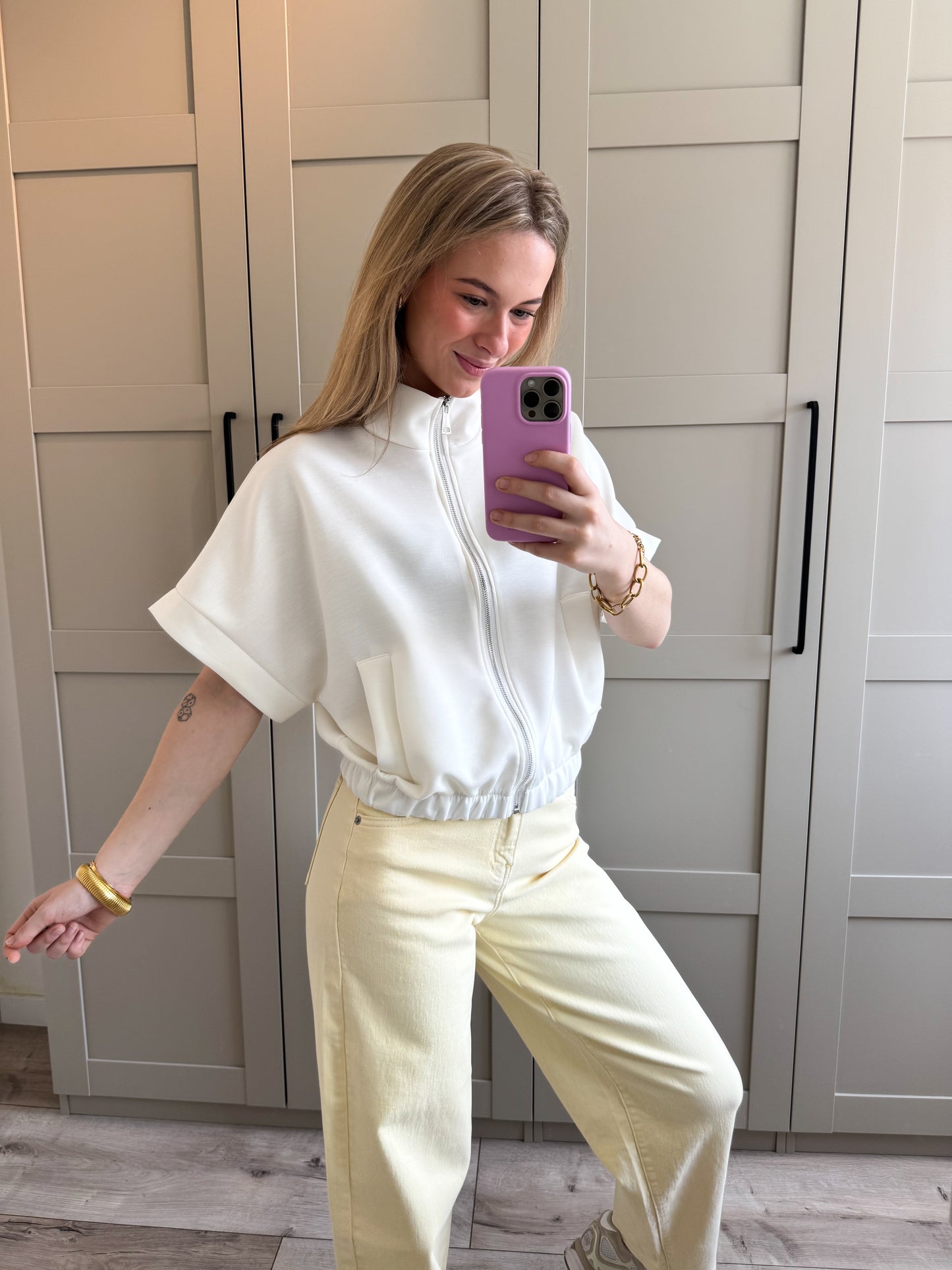 Zipper spencer | Jasmijn | Wit