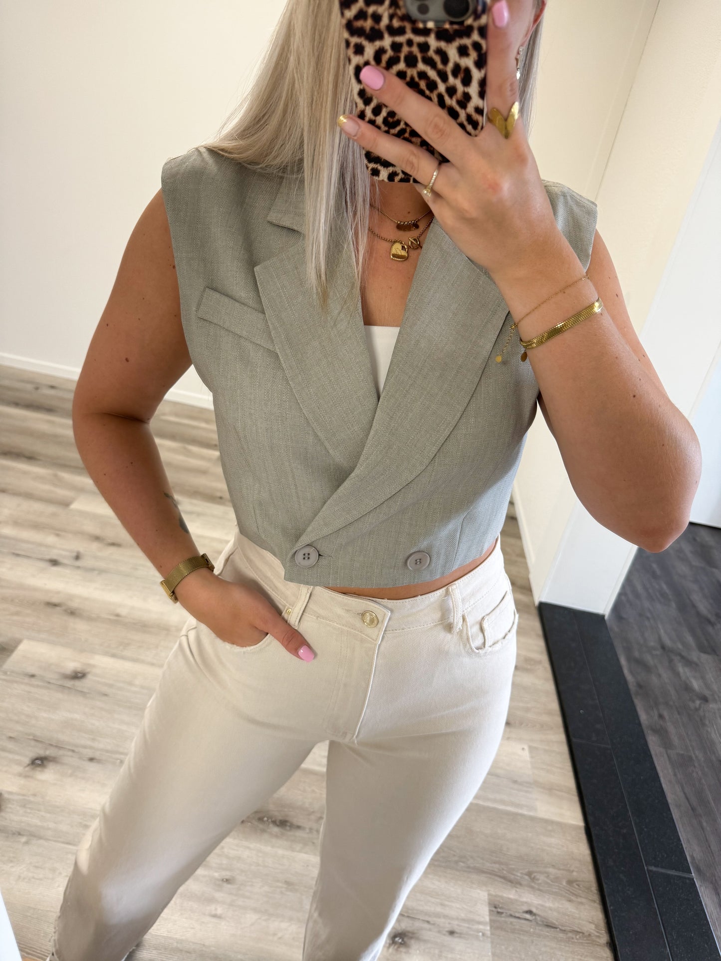 Gilet | Charlie | Taupe/grijs