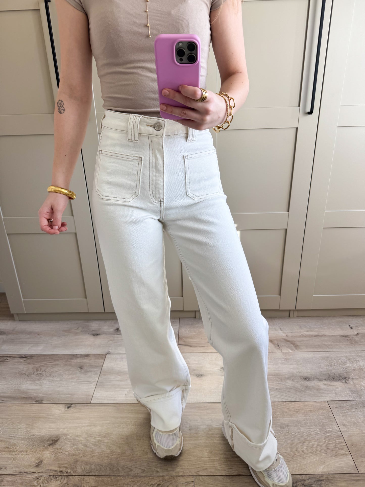 Wide leg jeans | Loua | Ecru