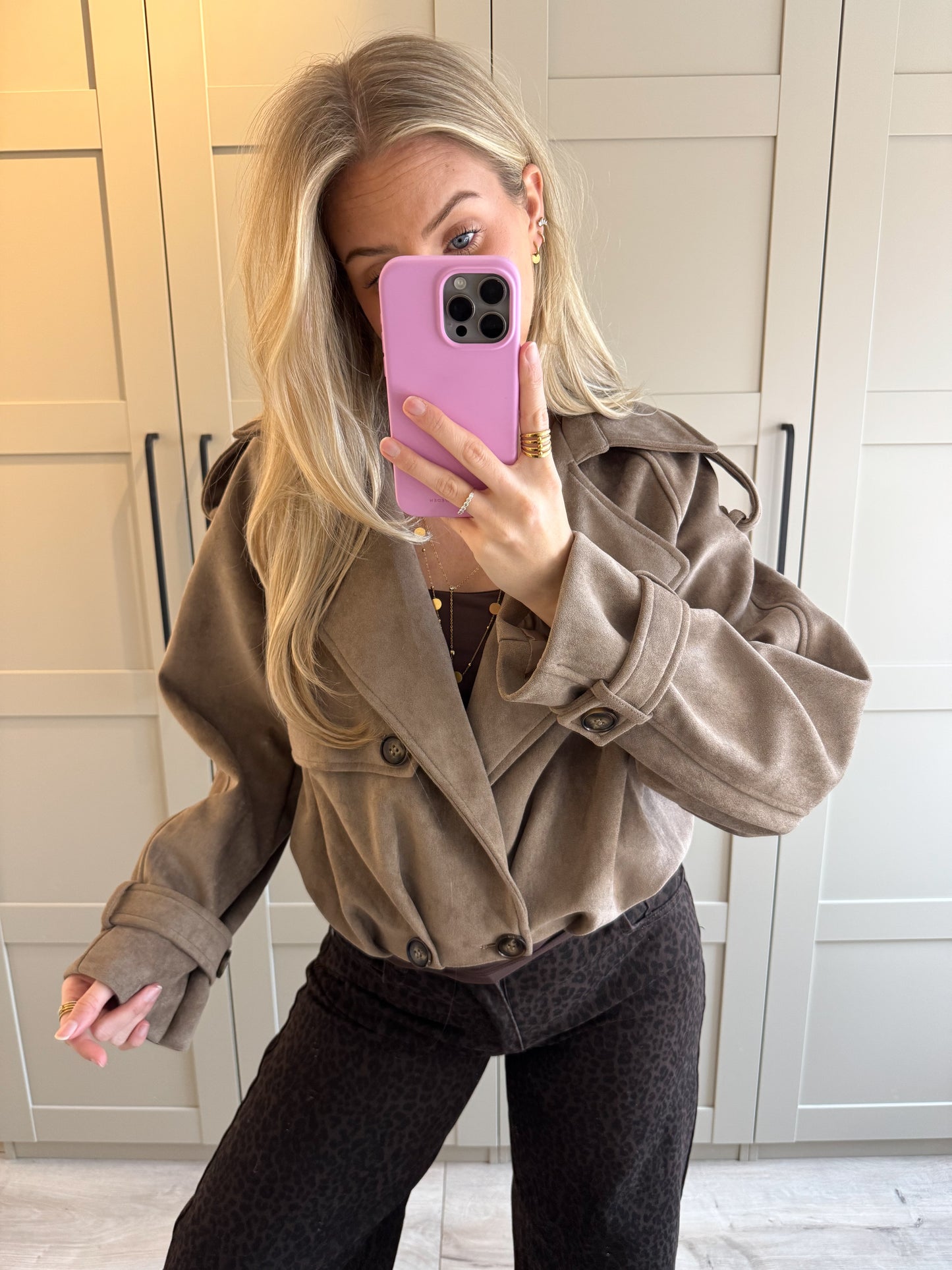 Suede oversized jacket | Haily | Taupe