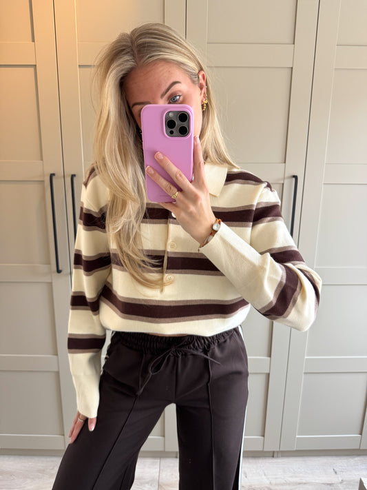 Polo trui | Fay | Ecru bruin