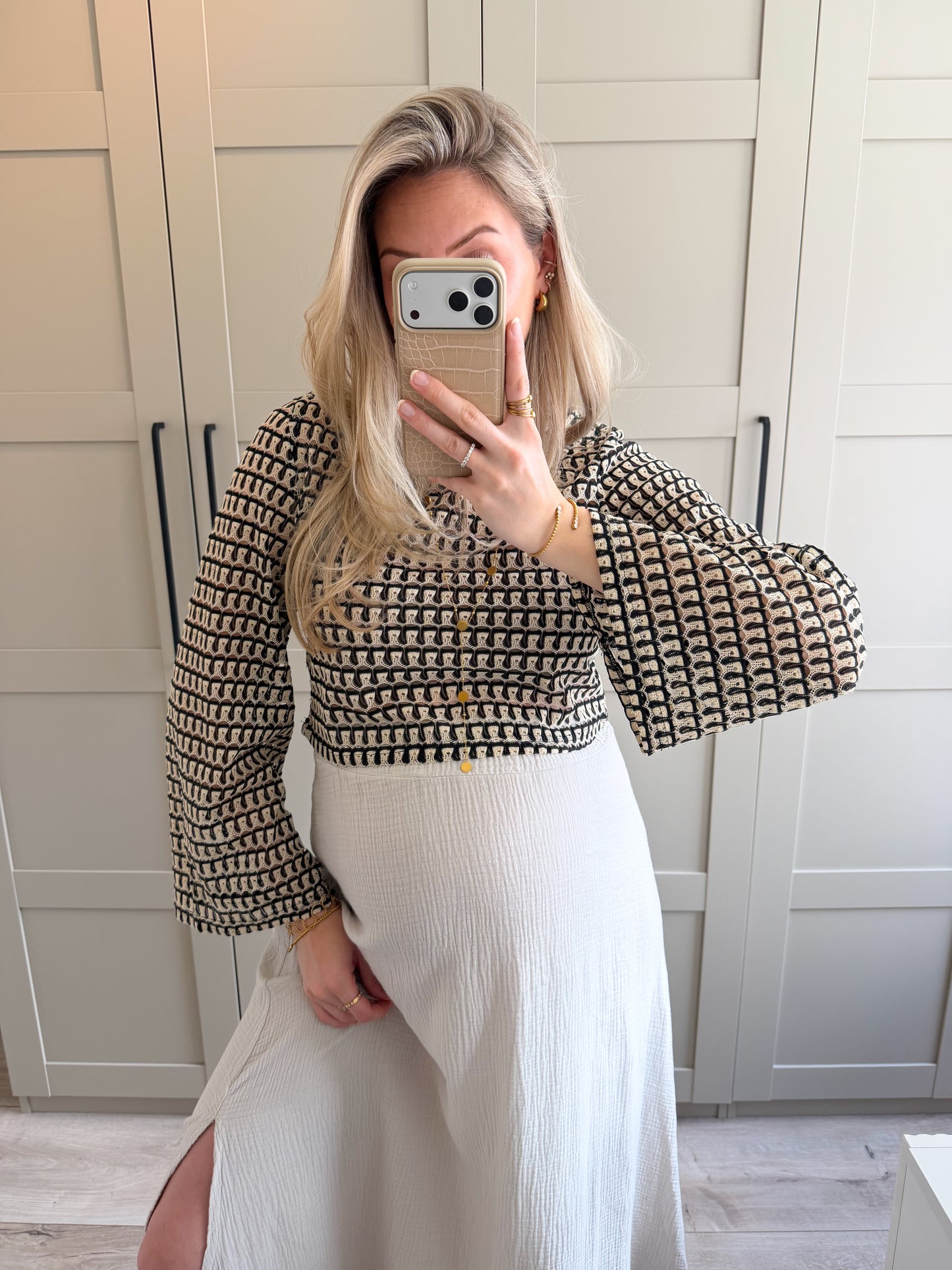 Top | Fenne | Zwart beige