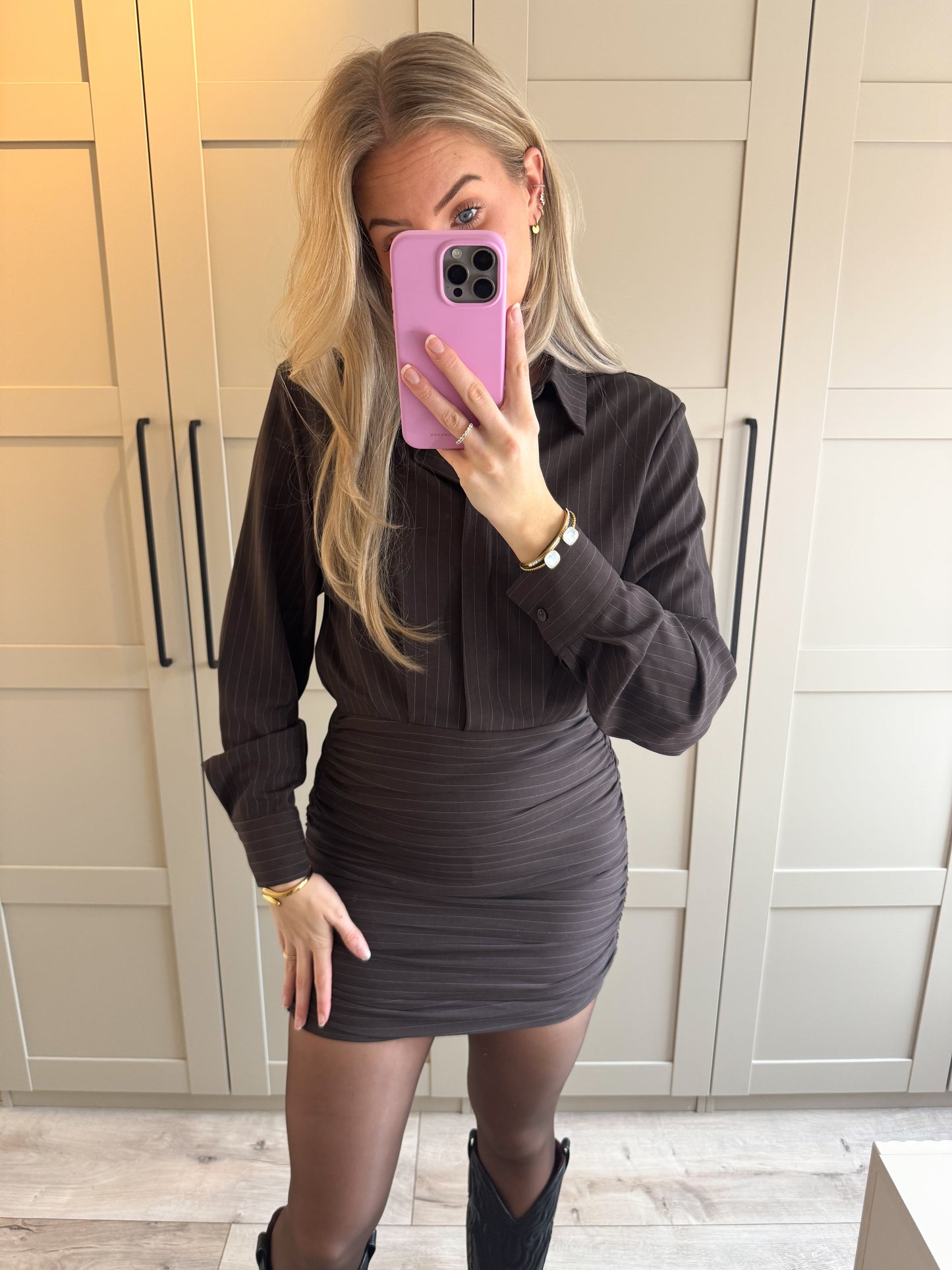 Jurk | Xena | Bruin wit streep