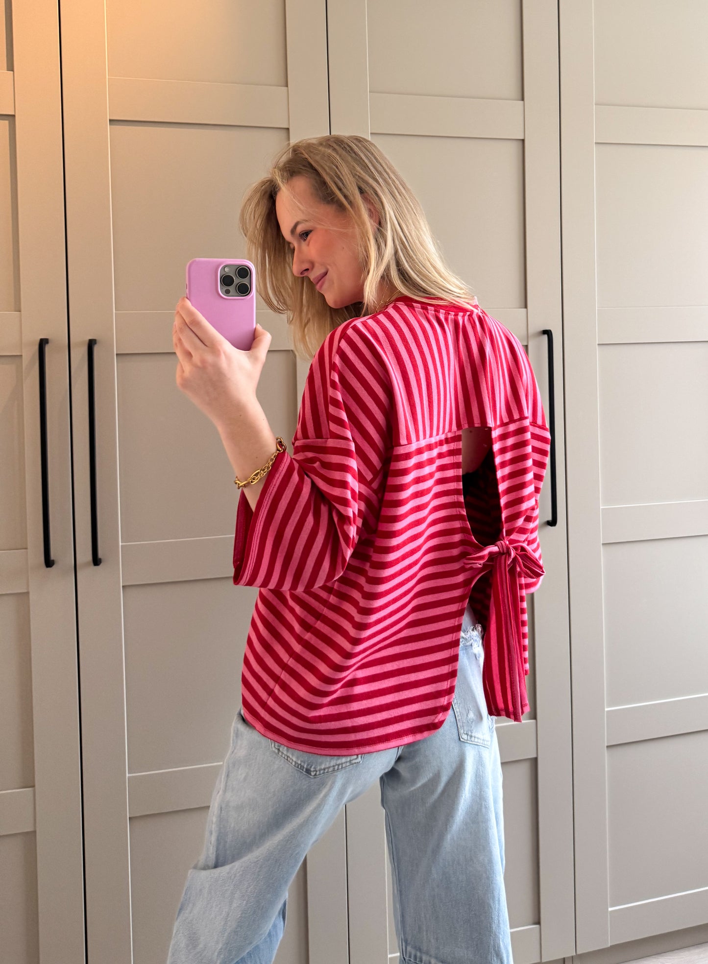 Oversized T-shirt | Gaby | Rood roze