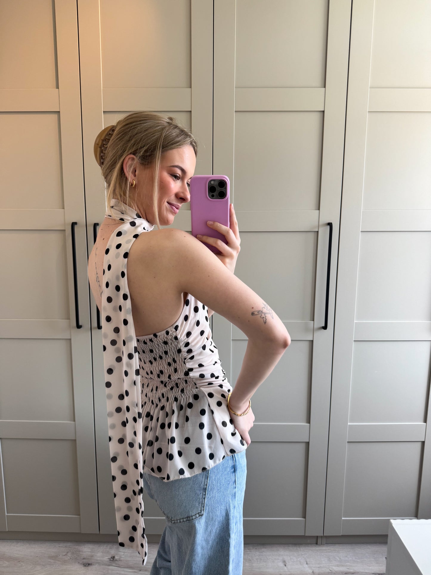 Top | Ami | Dots beige zwart
