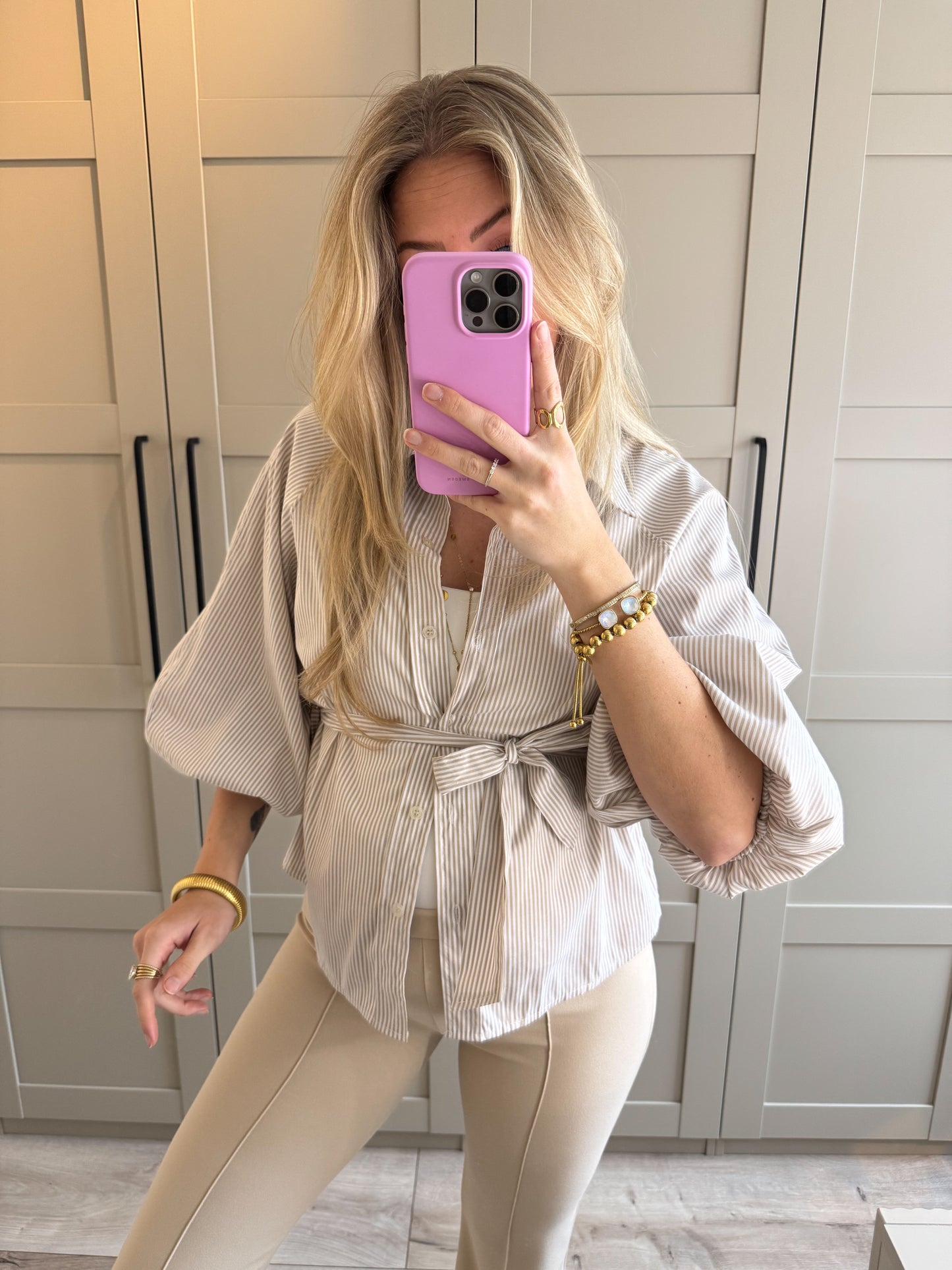 Blouse | Mica | Beige wit streep