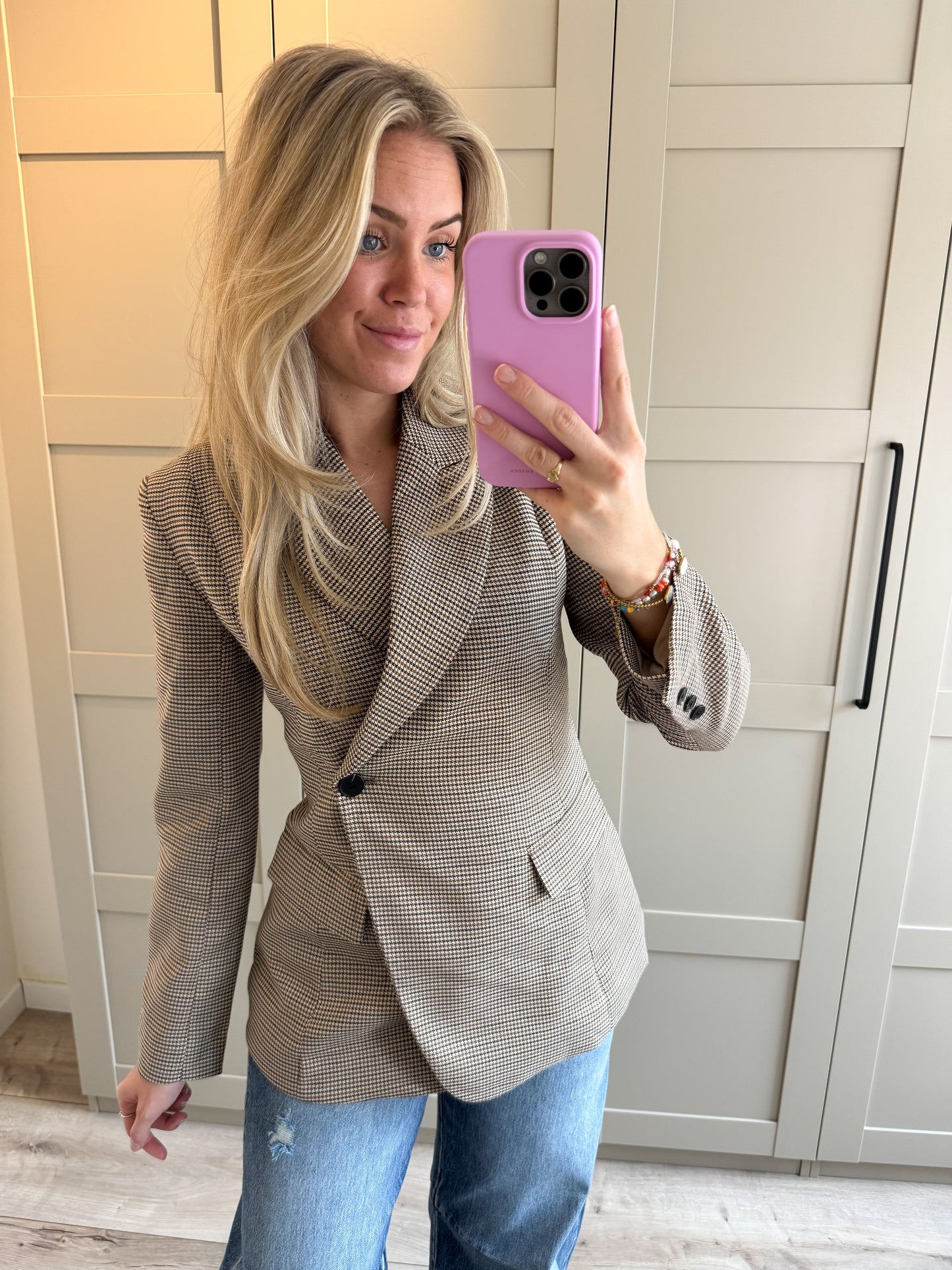 Snatched blazer | Aimee | Bruin geruit