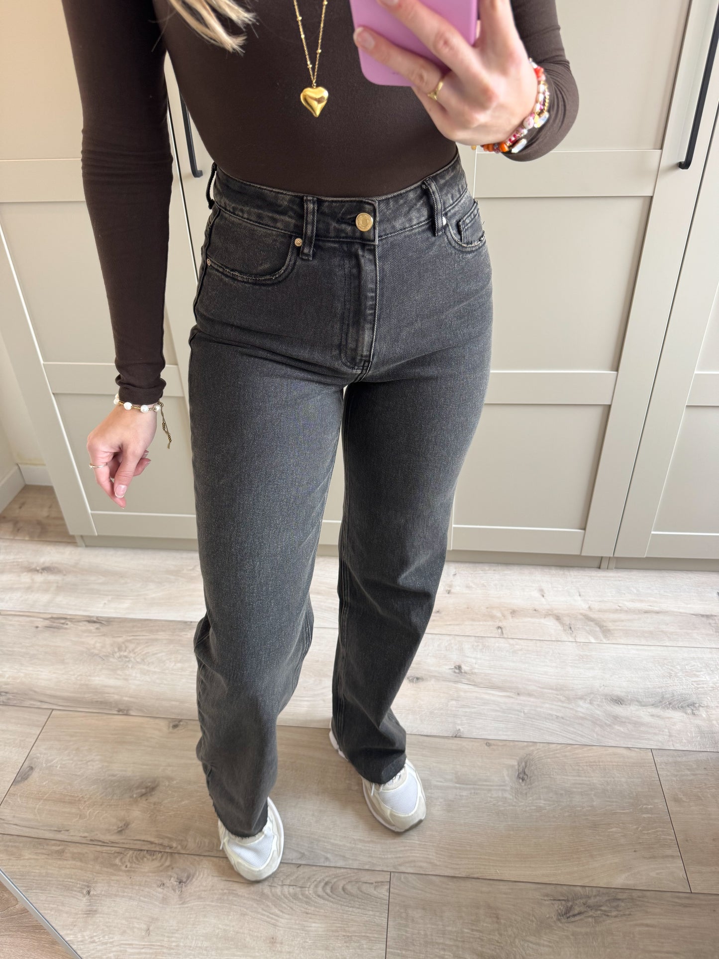 Wide leg jeans Tall | Rosa | Zwart beige denim