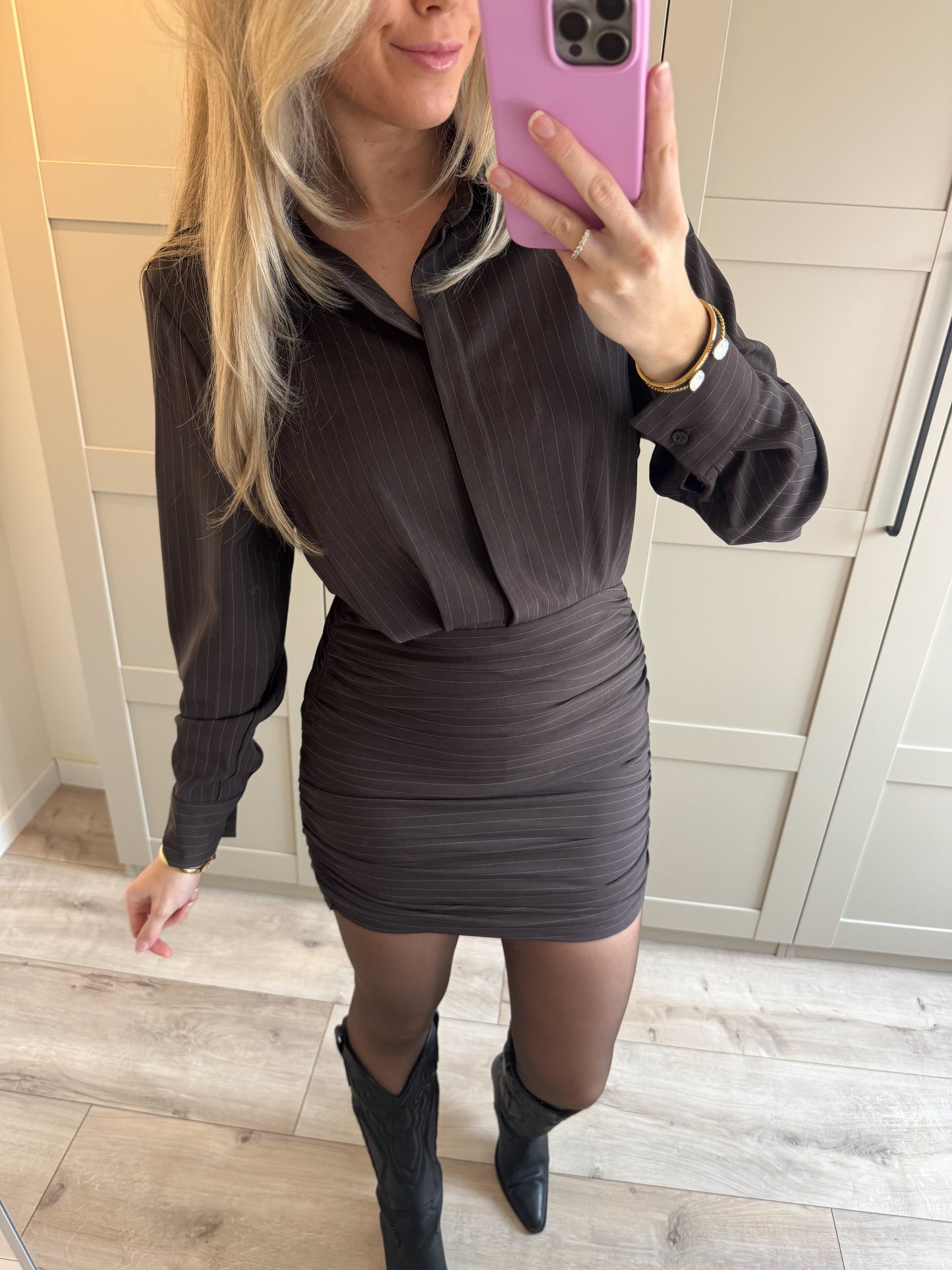 Jurk | Xena | Bruin wit streep