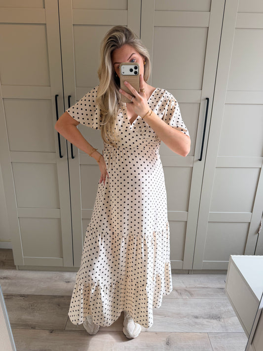 Jurk | Mila | Dots beige bruin