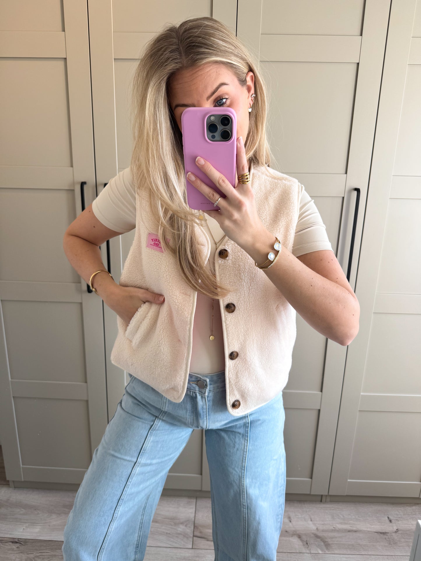 Reversible Gilet | Lovely | Ecru roze