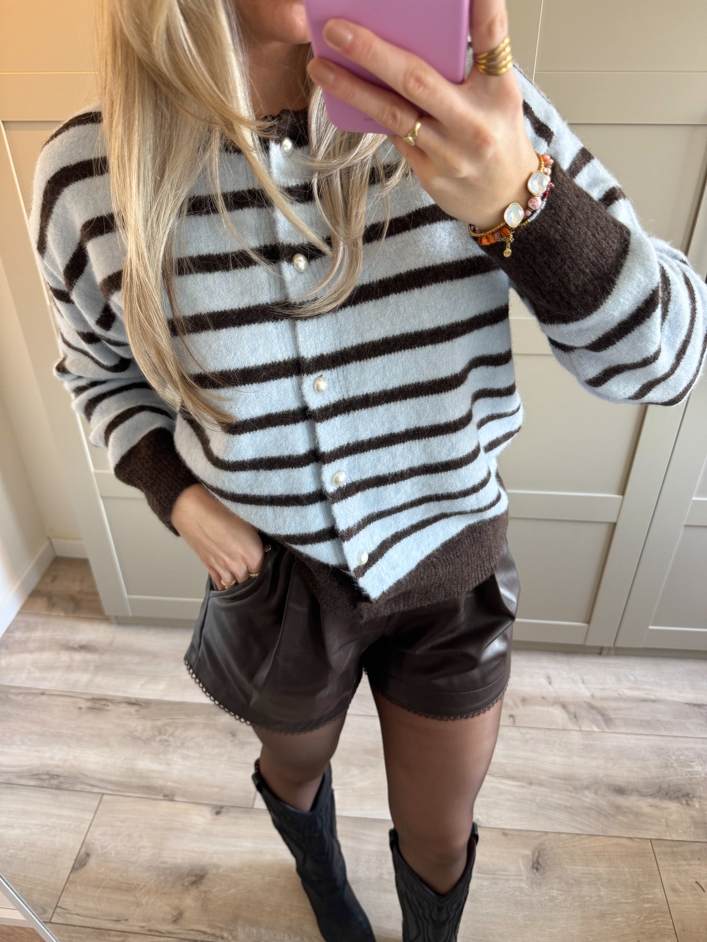 Vest | Pearl | Blauw bruin