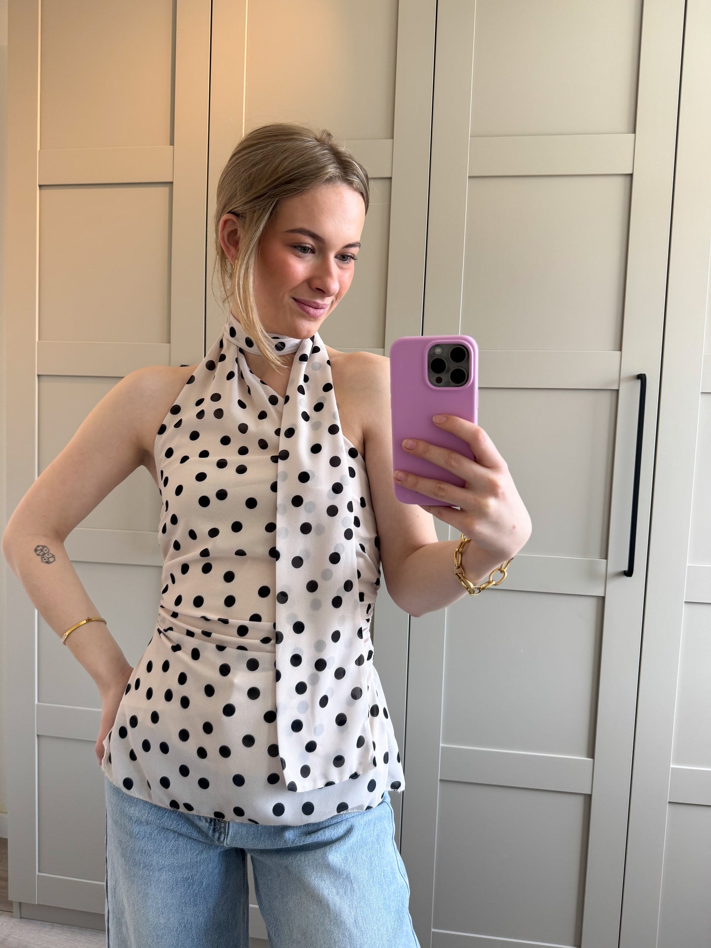 Top | Ami | Dots beige zwart