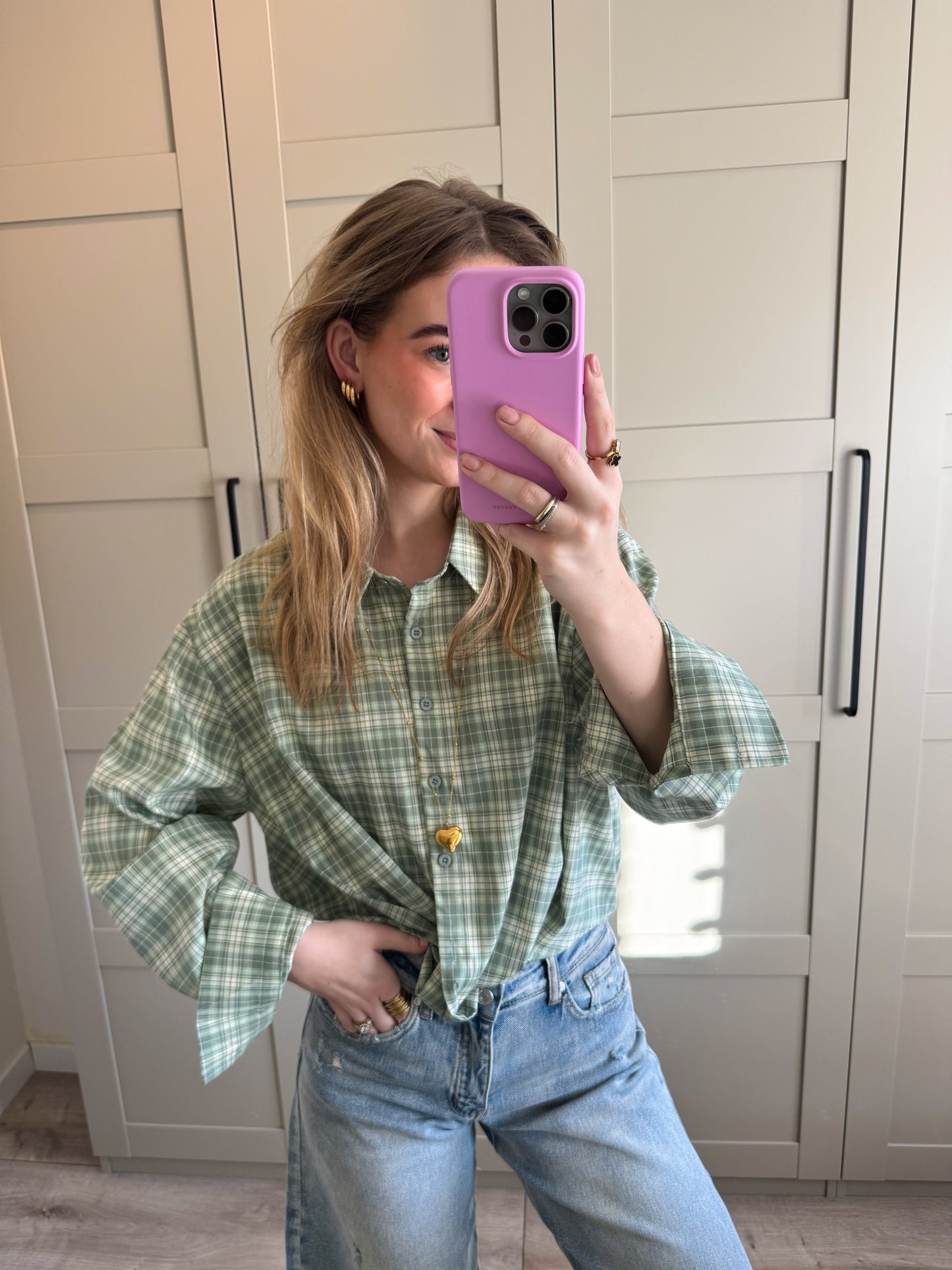 Blouse | Debby | Groen geruit
