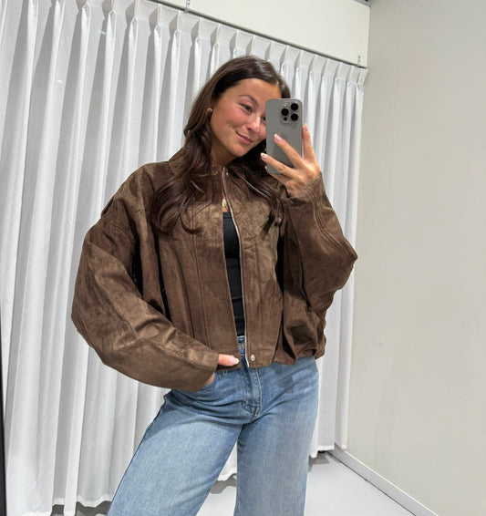 Suede oversized jacket | Nikky | Bruin