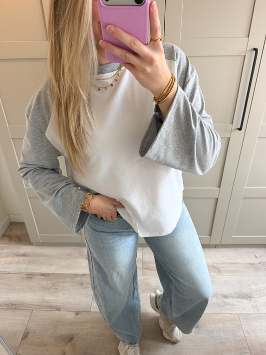 Baseball longsleeve | Fay | Grijs wit