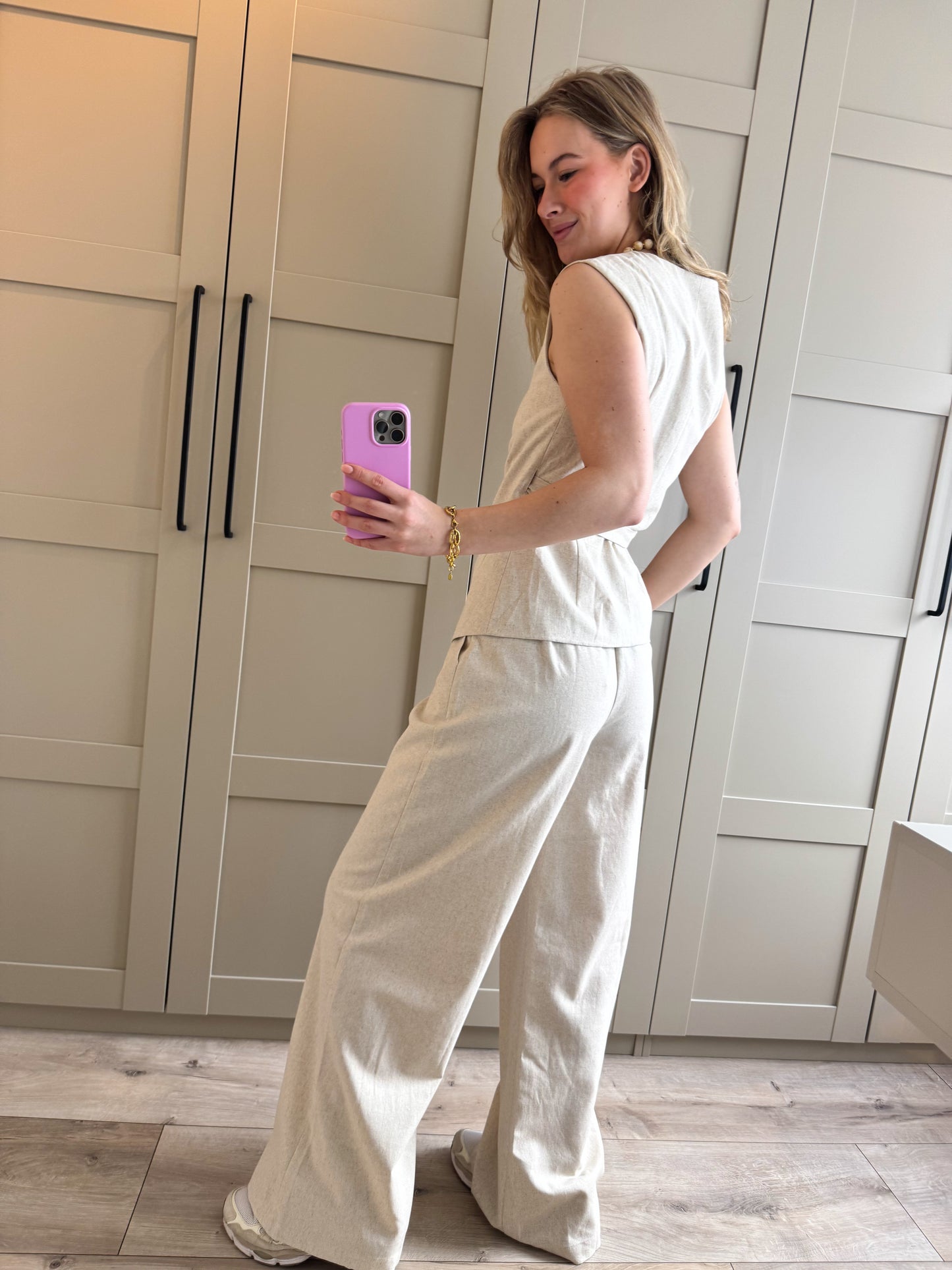 Pantalon | Sophie | Beige linnen look