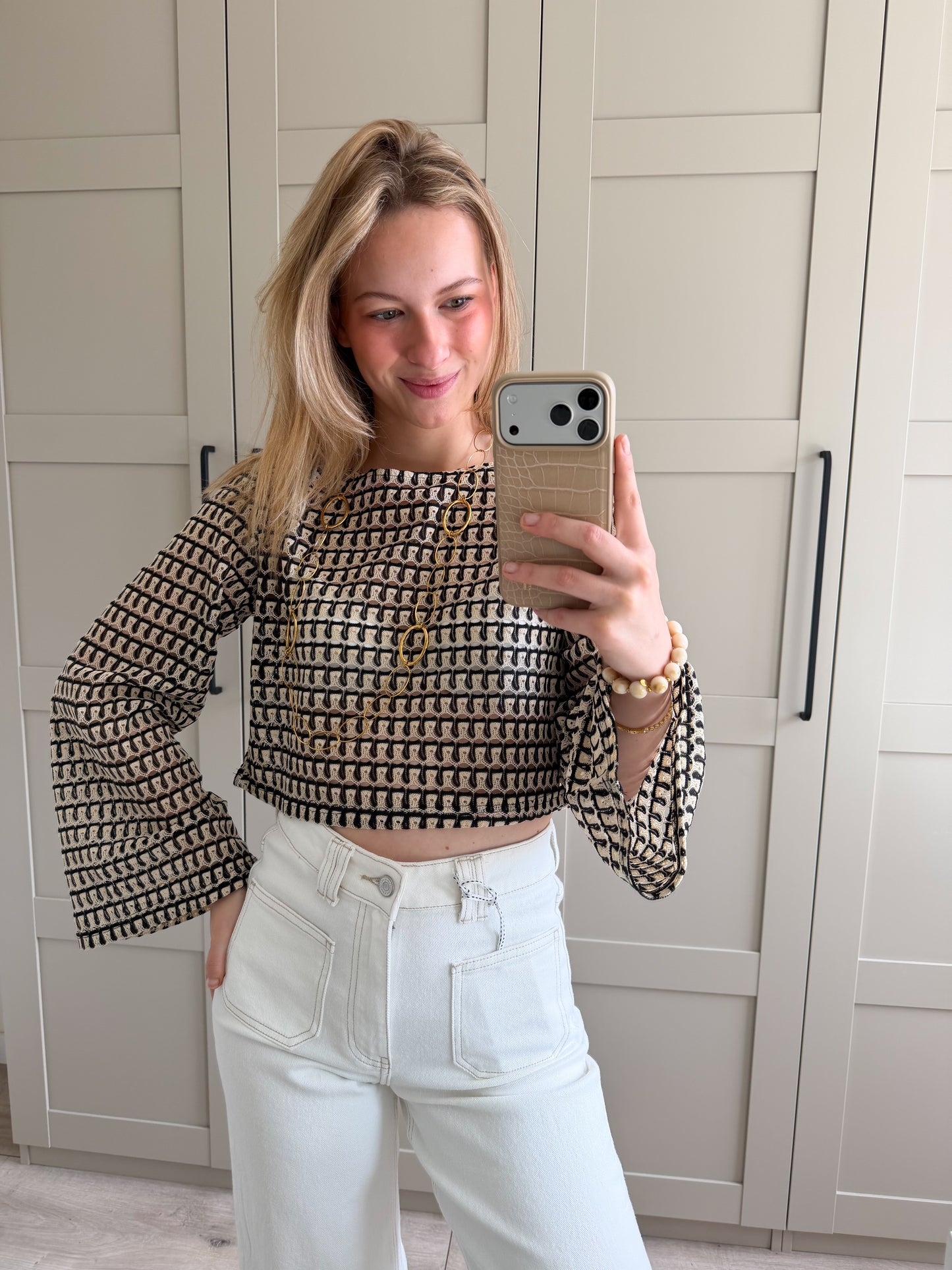 Top | Fenne | Zwart beige