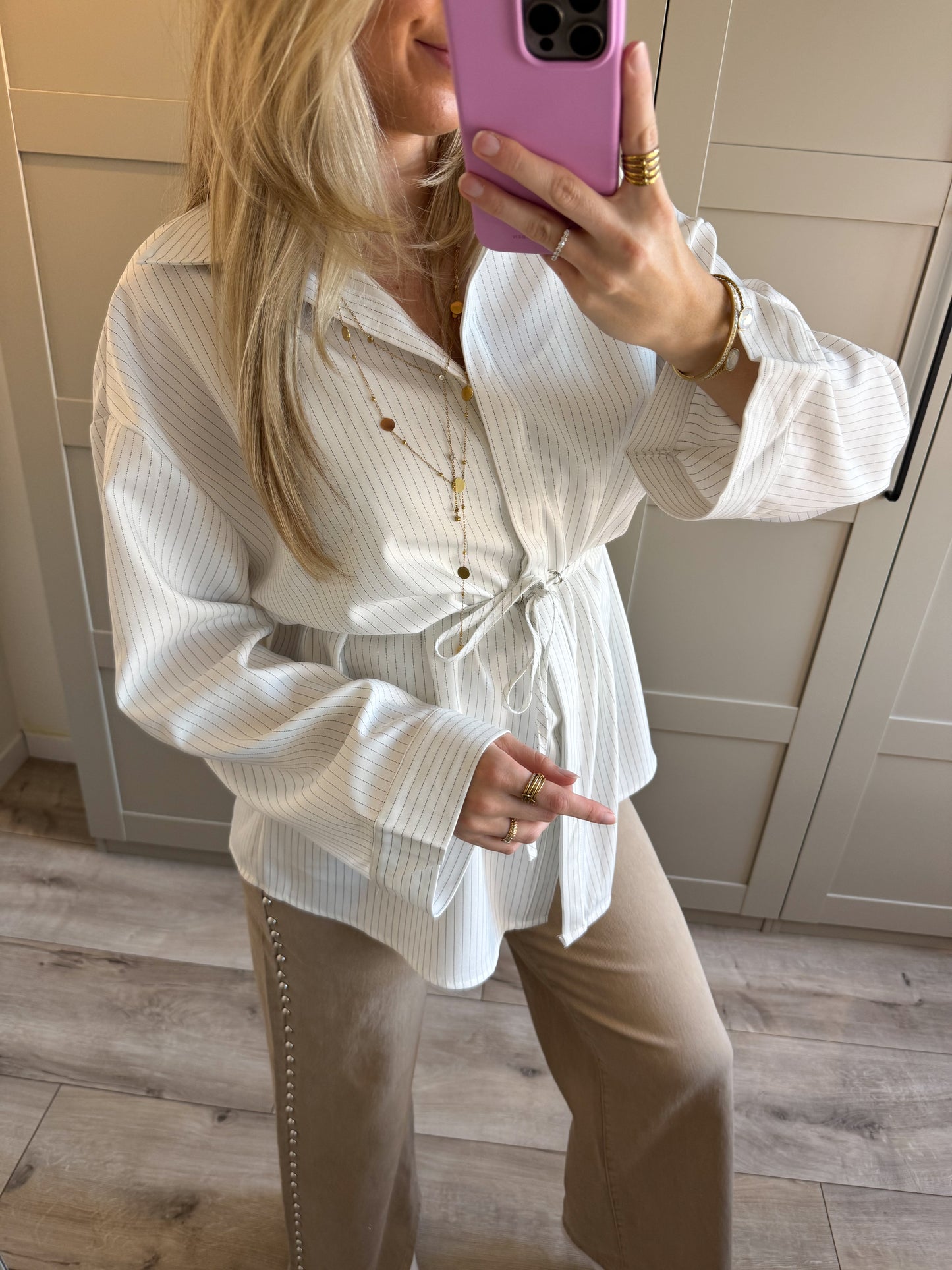 Blouse | Alessia | Wit zwart streep