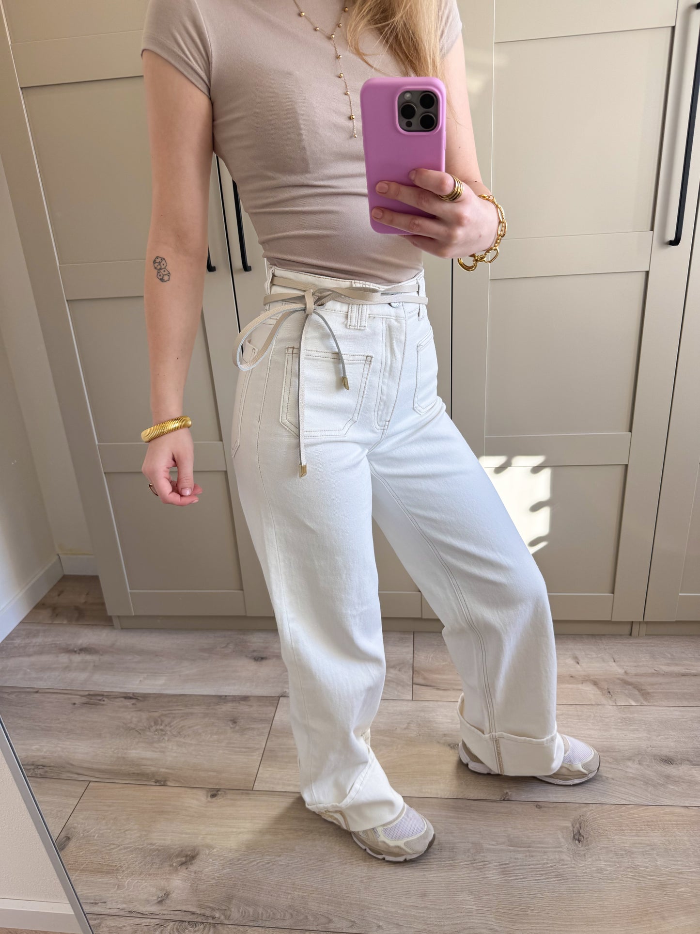 Wide leg jeans | Loua | Ecru