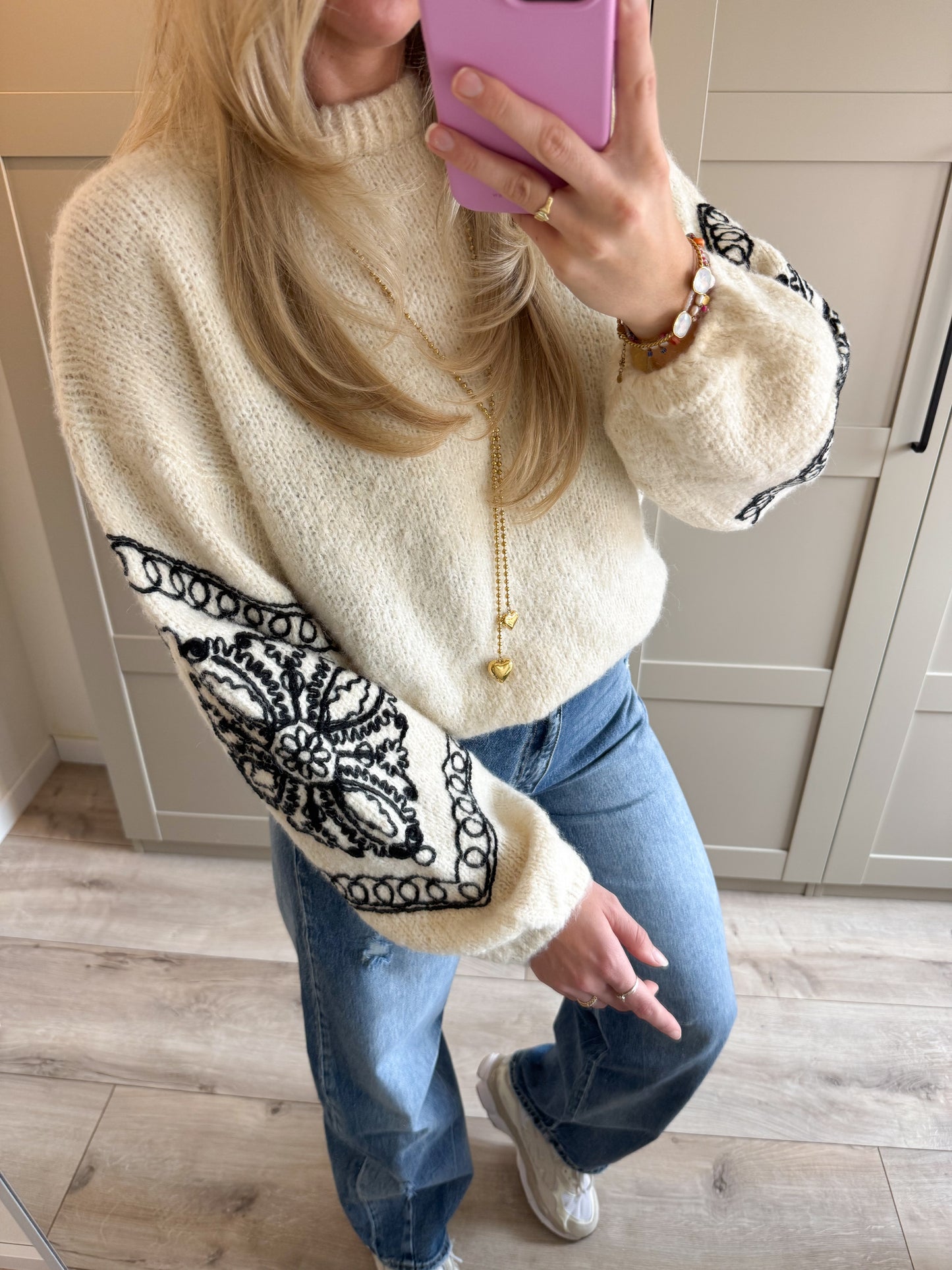 Trui | Mandy | Ecru zwart