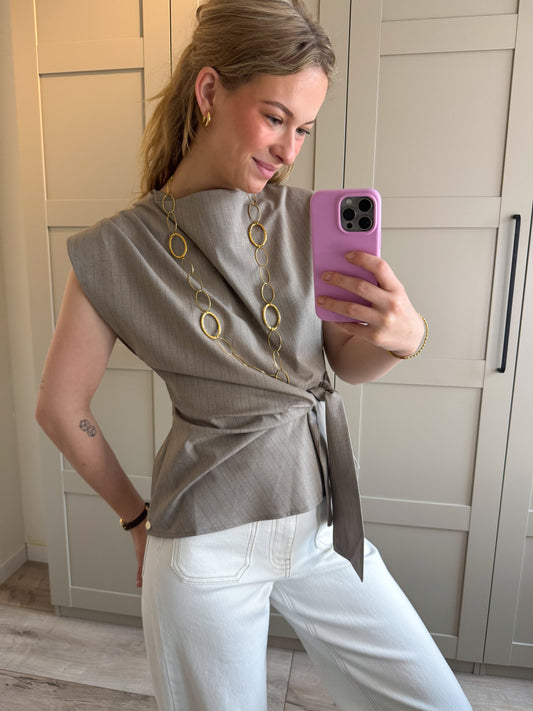 Top | Britt | Taupe streep