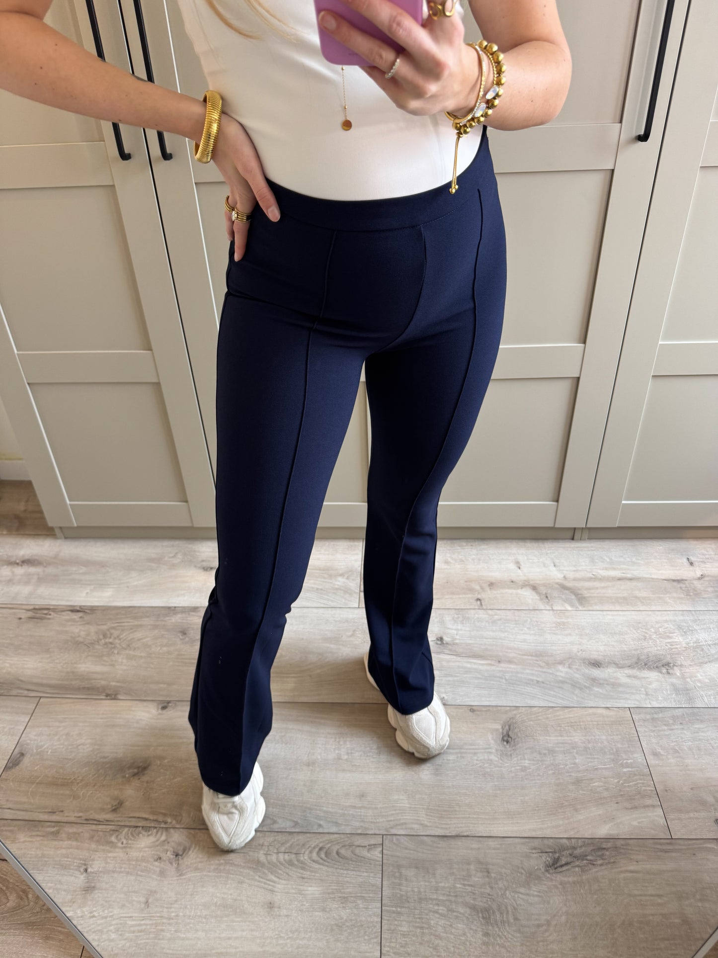 Flare stretch broek | Bo | Donkerblauw