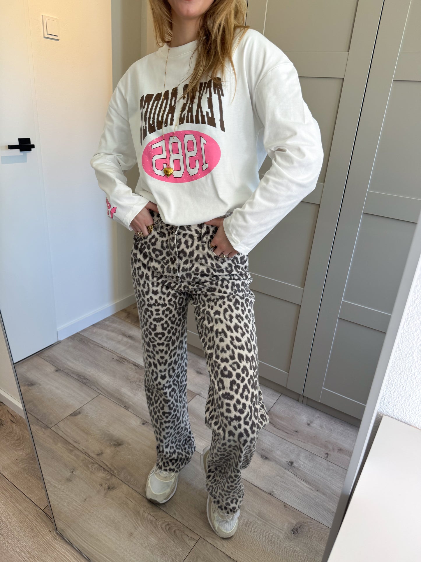 Straight leg jeans | Leopard | licht denim