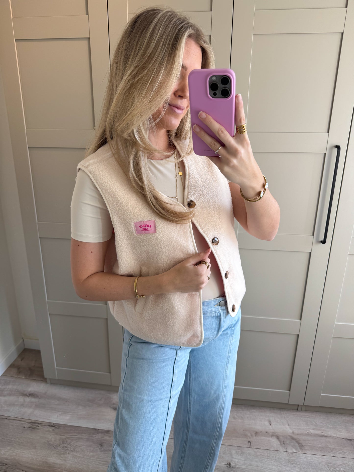 Reversible Gilet | Lovely | Ecru roze