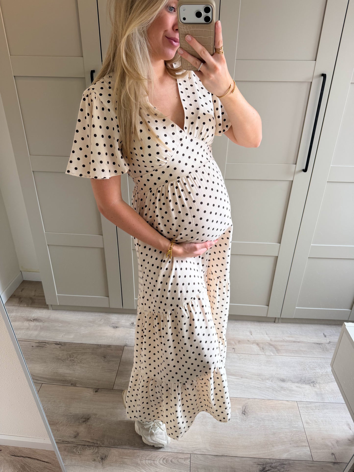 Jurk | Mila | Dots beige bruin