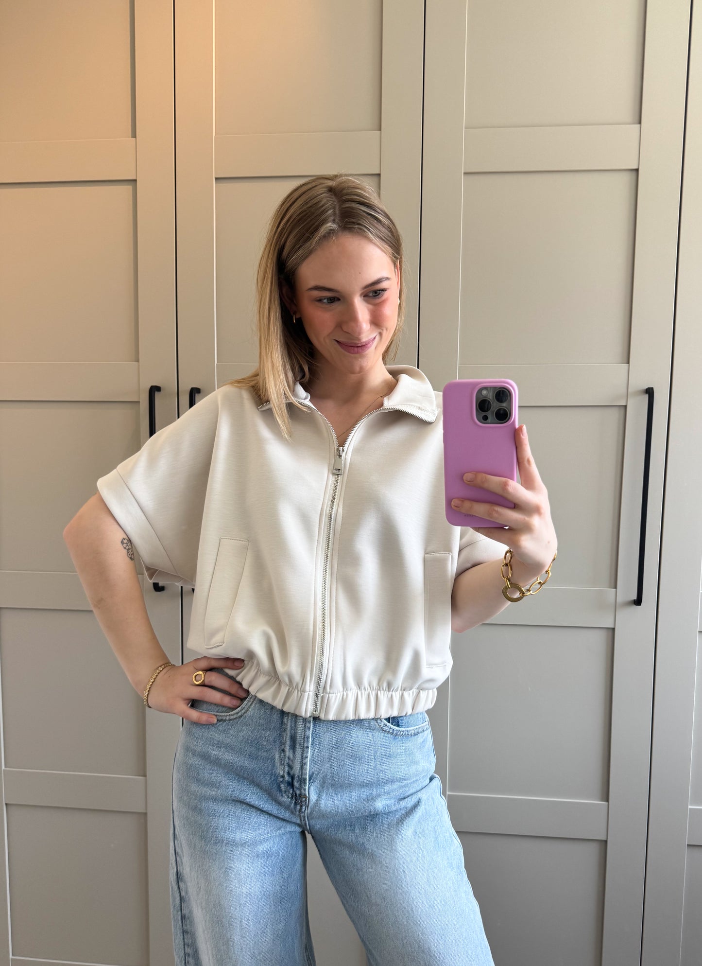 Zipper spencer | Jasmijn | Zand