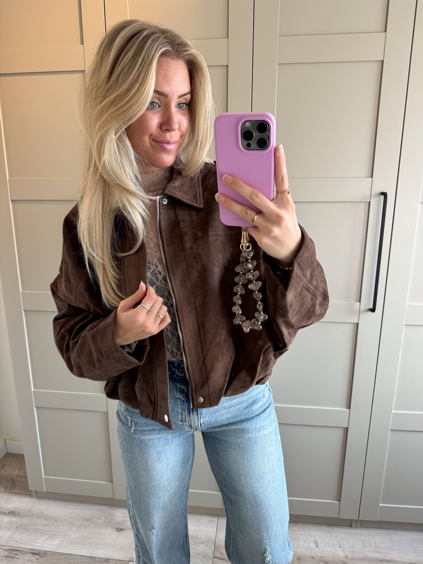 Suede oversized jacket | Nikky | Bruin