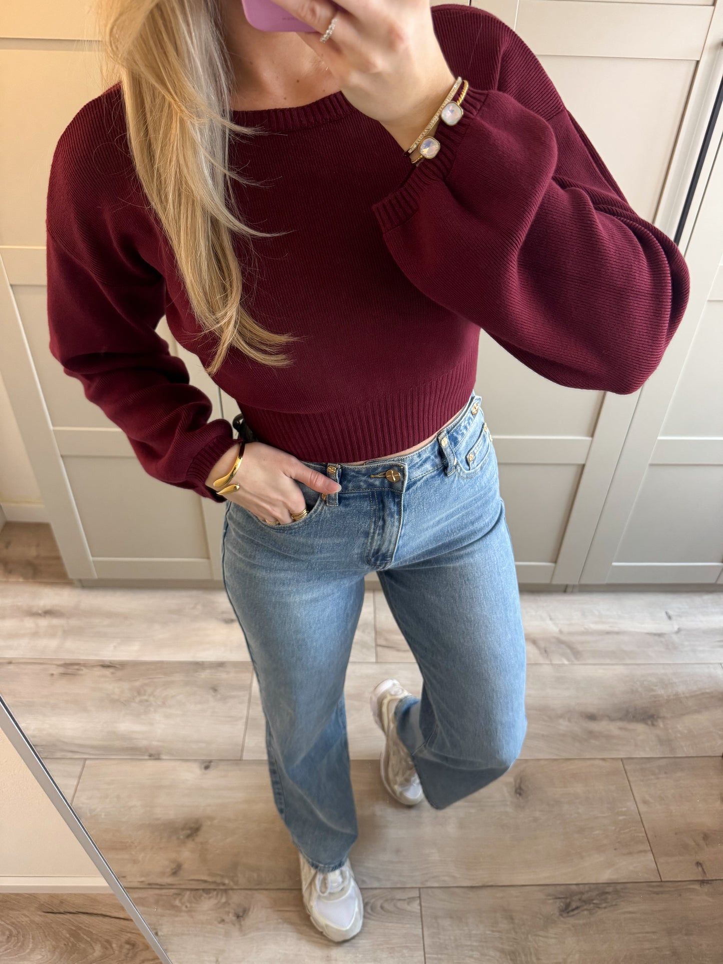 Cropt trui | Lou | Bordeaux rood