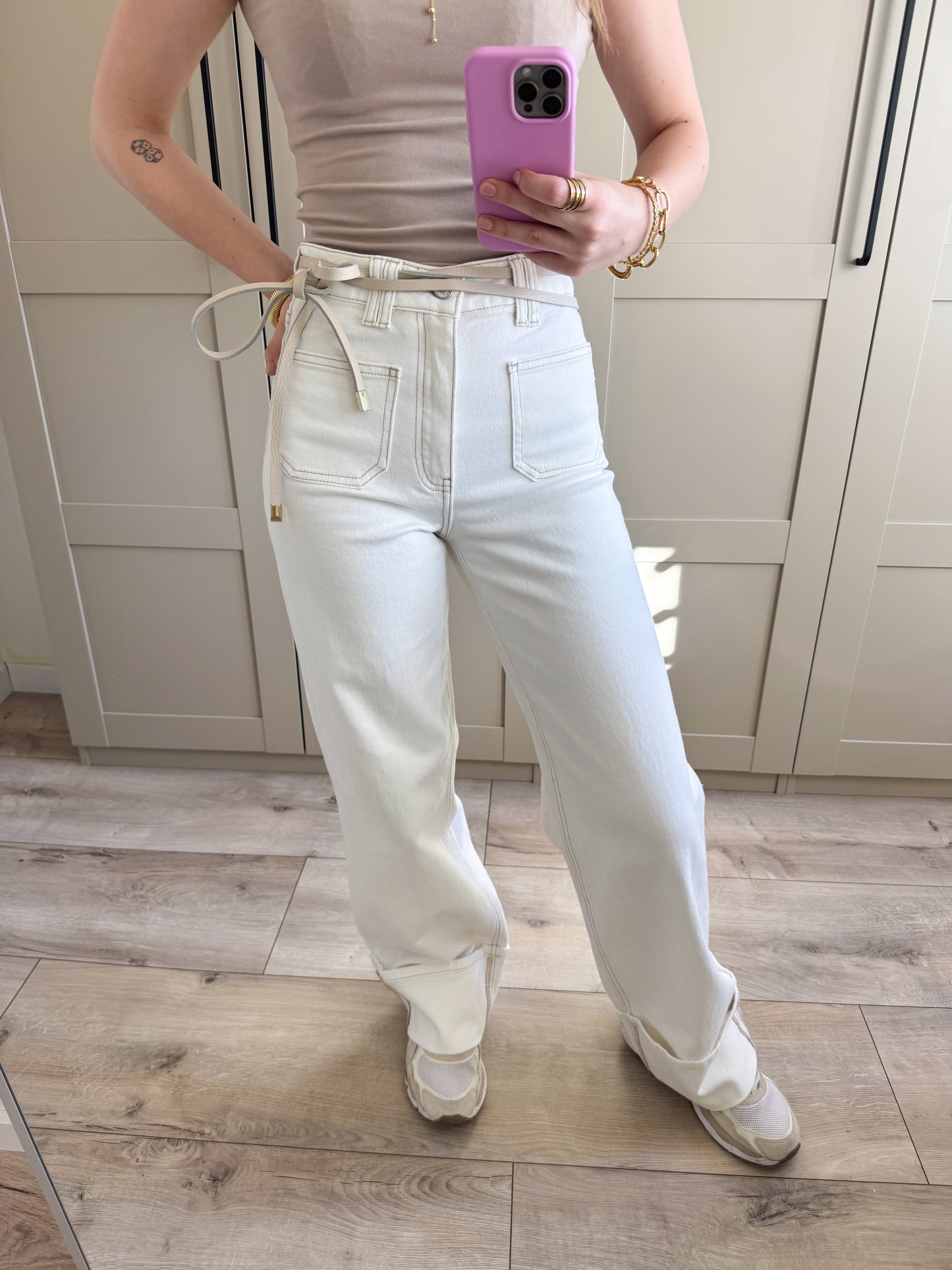 Wide leg jeans | Loua | Ecru