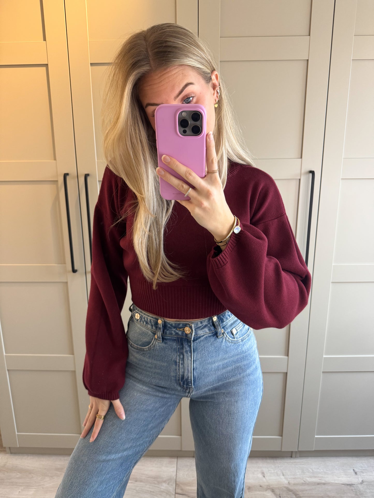 Cropt trui | Lou | Bordeaux rood