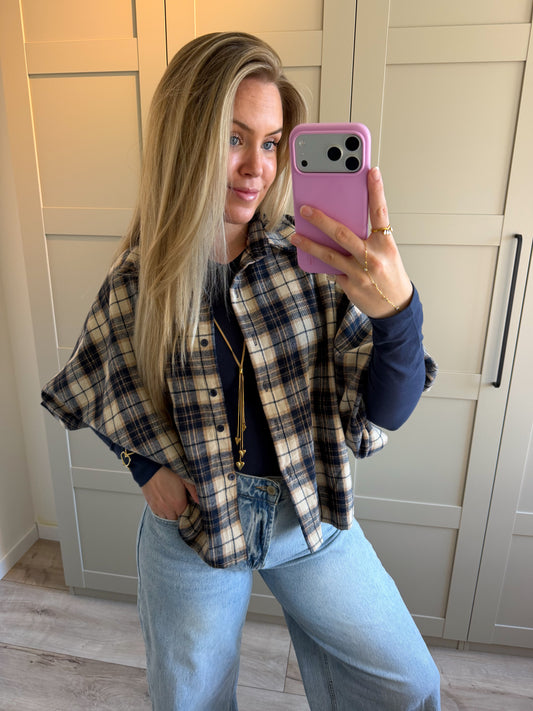 Blouse | Naomi | Blauw ruit