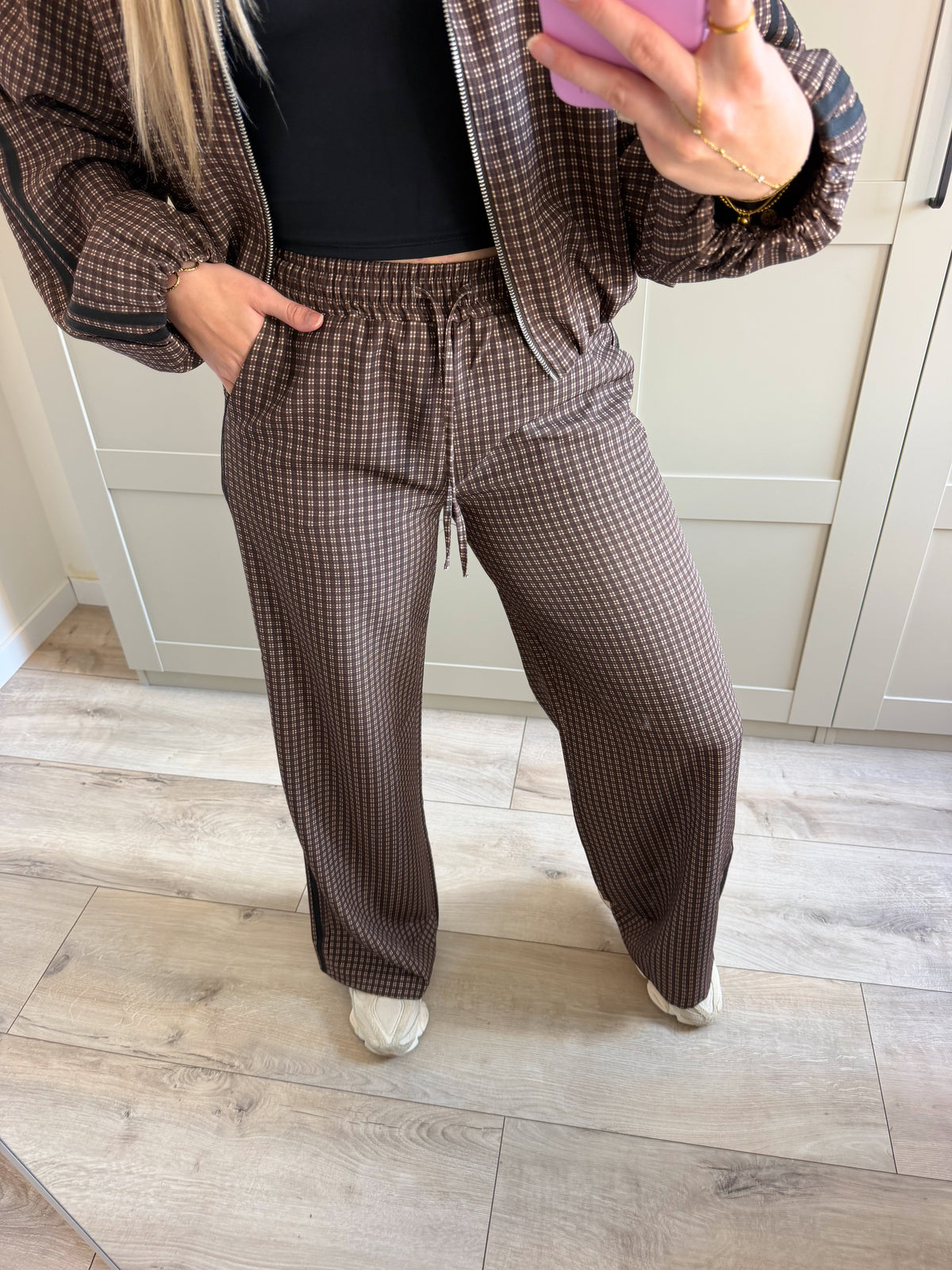 Wide leg broek | Michelle | Bruin zwart