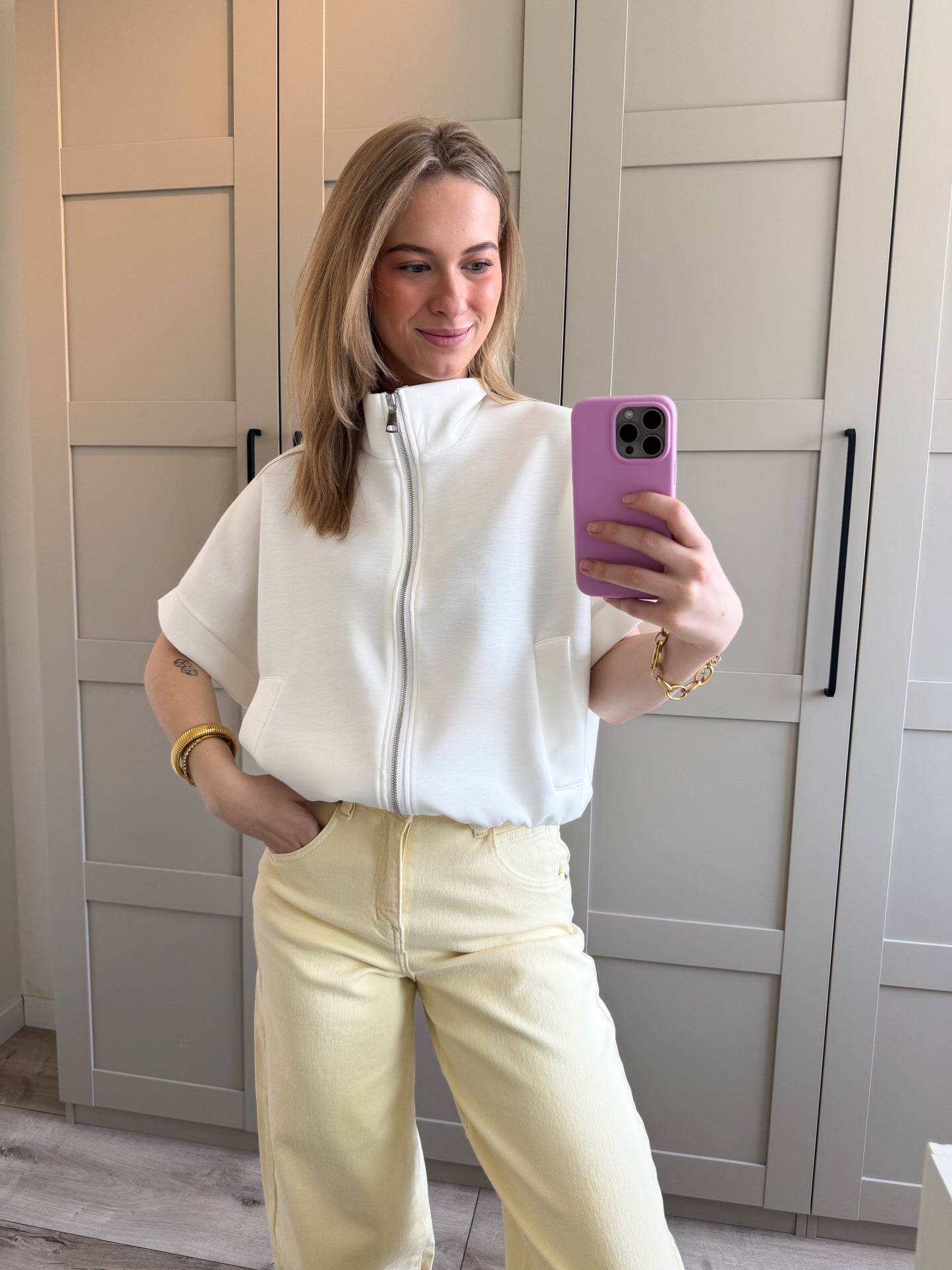 Zipper spencer | Jasmijn | Wit