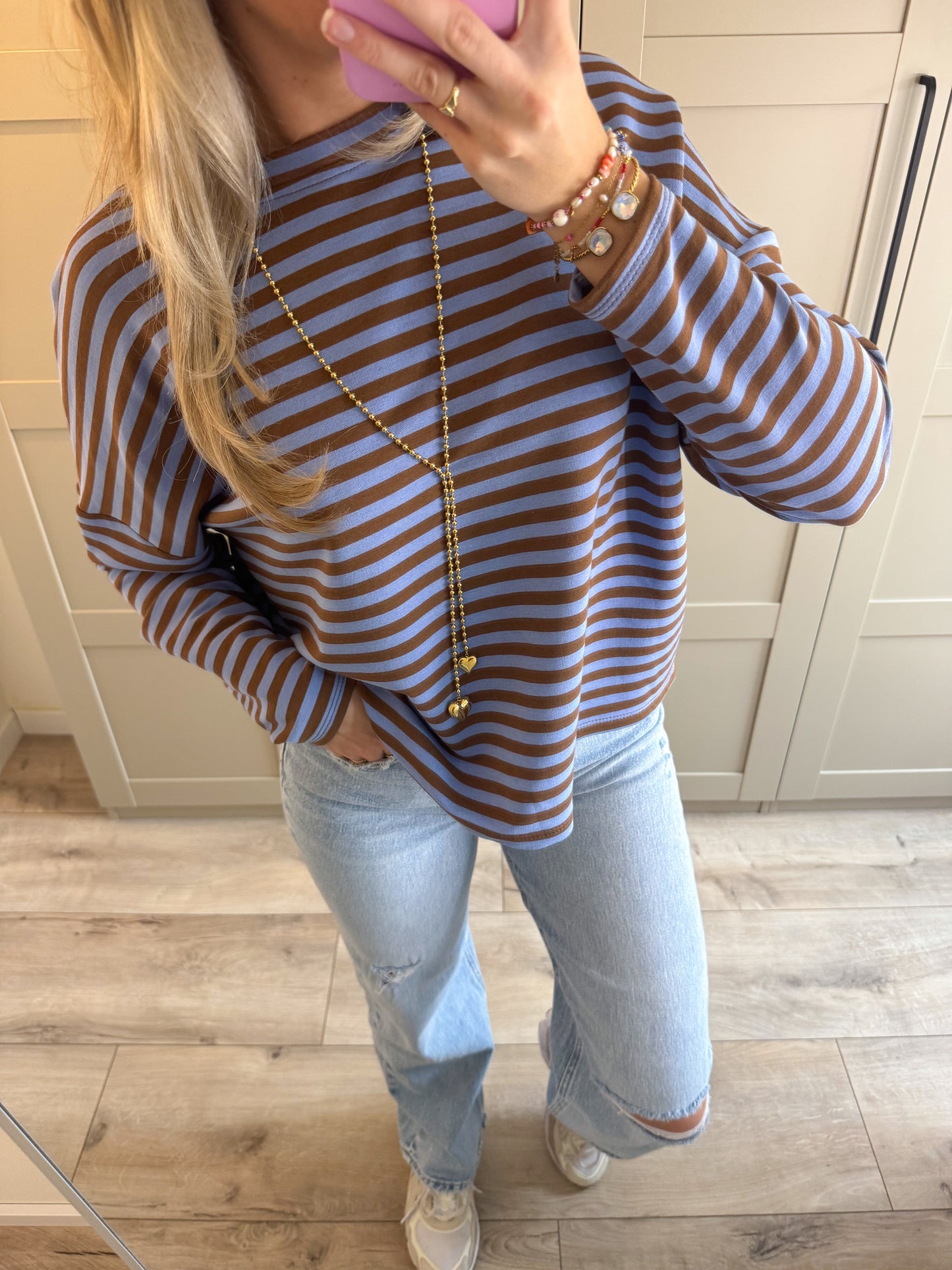 Oversized longsleeve | Stripes | Blauw Camel