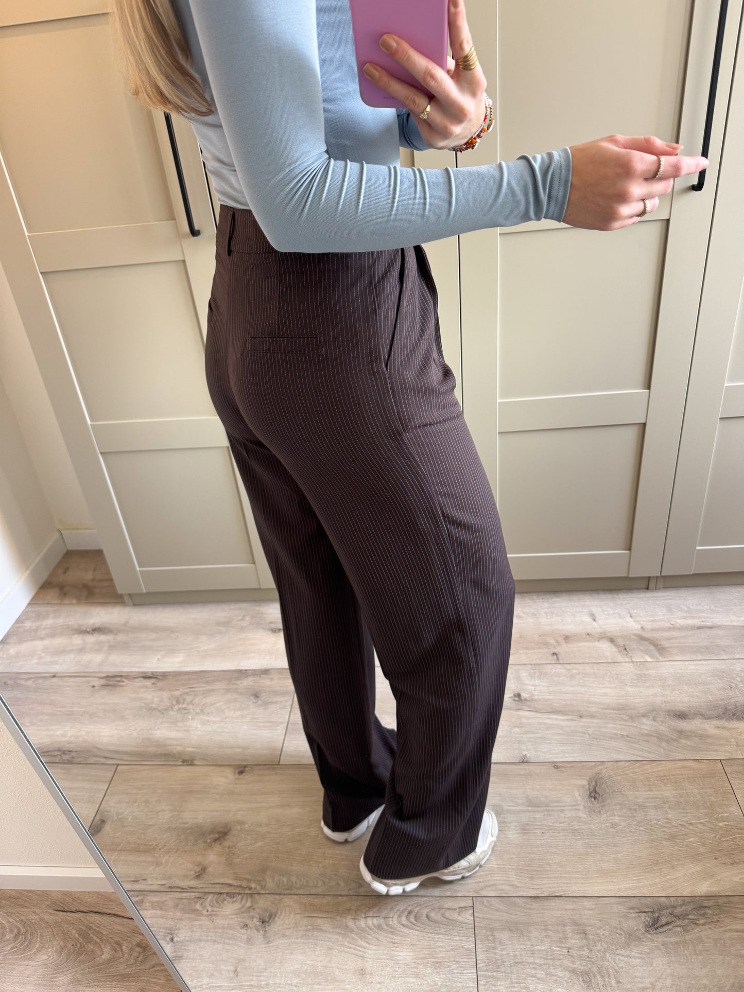 Pantalon | Lianne | Bruin blauw streep