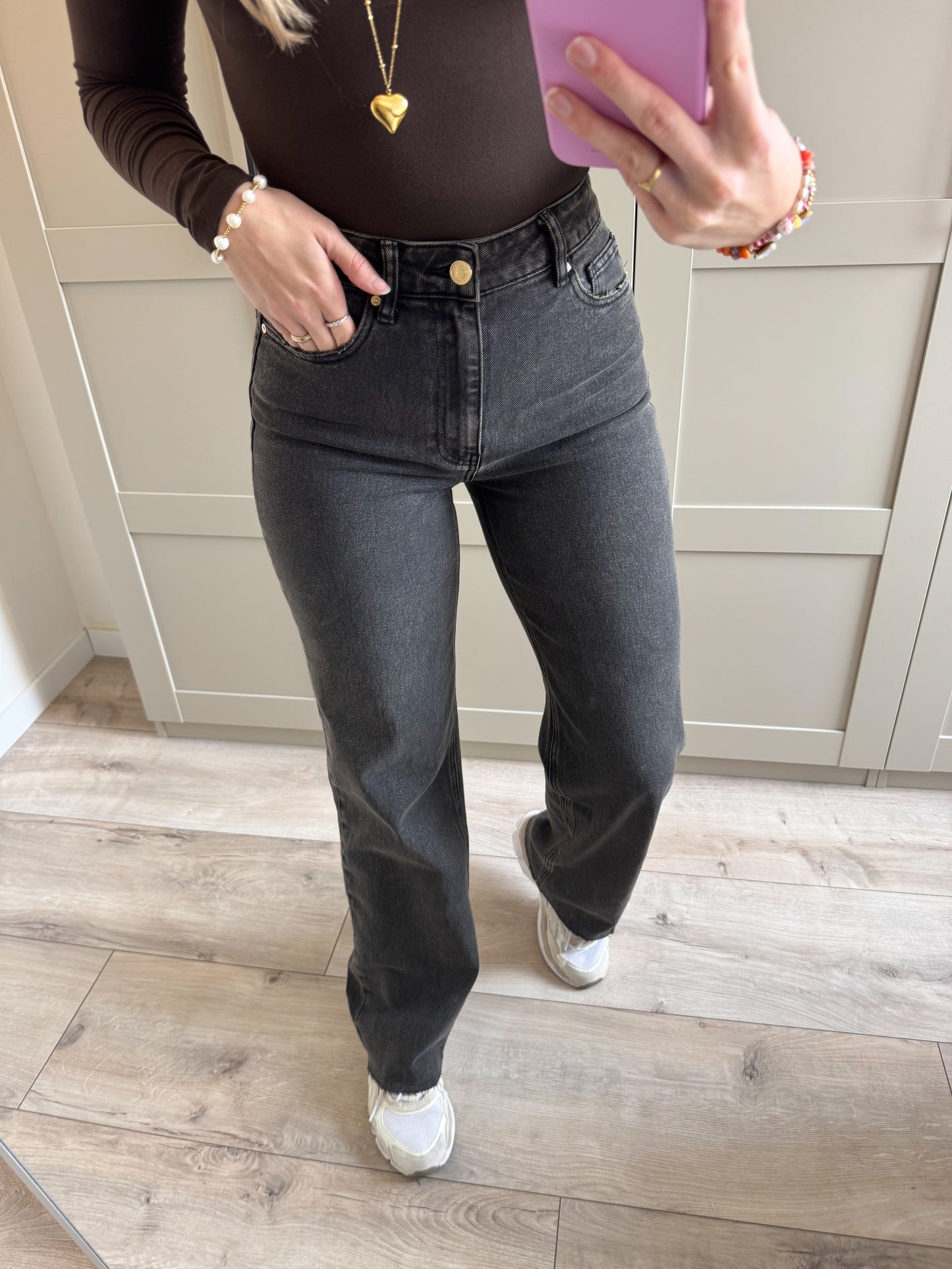 Wide leg jeans Tall | Rosa | Zwart beige denim