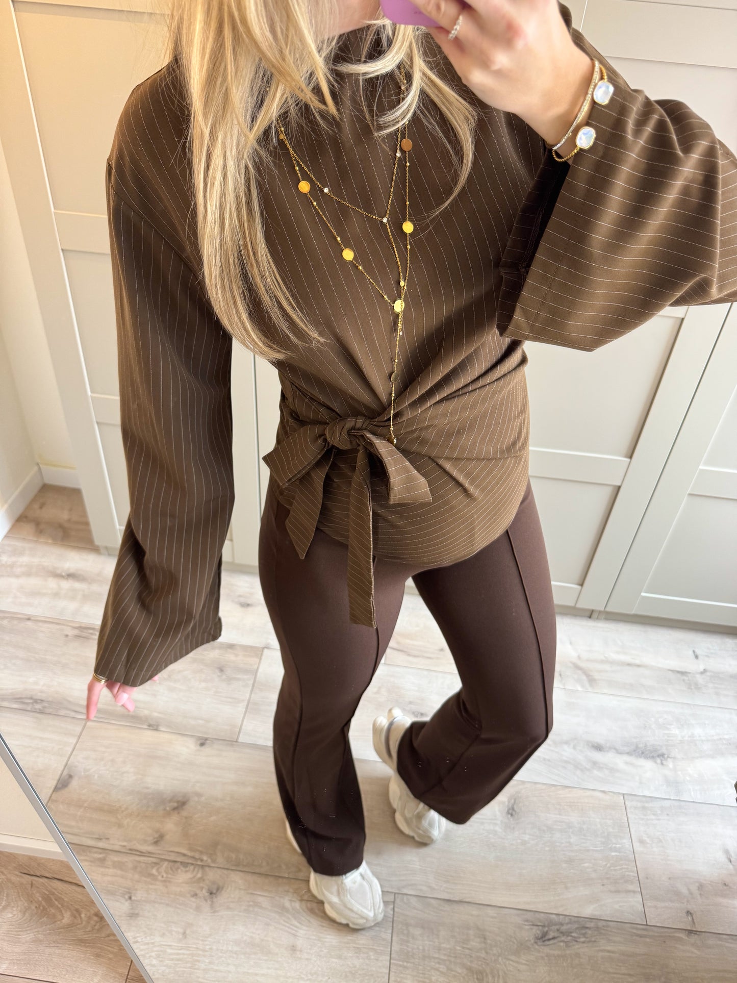 Blouse | Nienke | Bruin streep