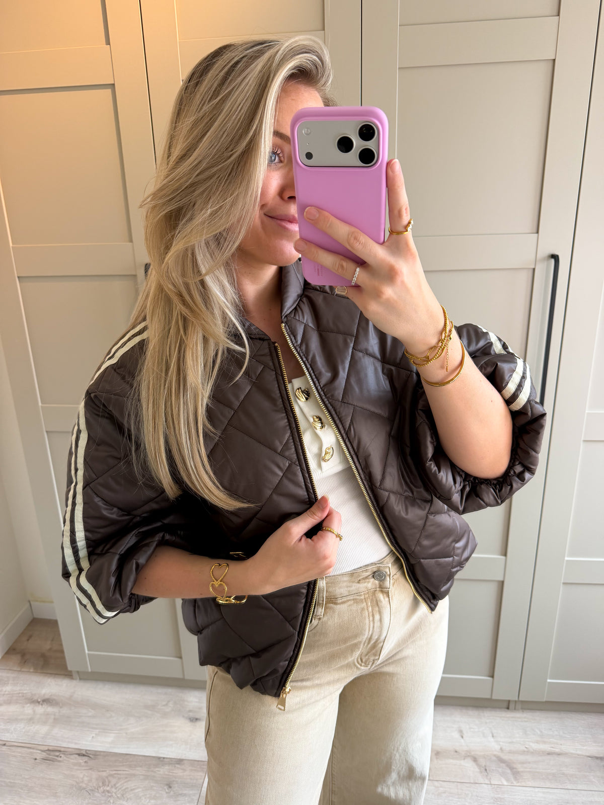 Jacket | Noé | Bruin beige streep