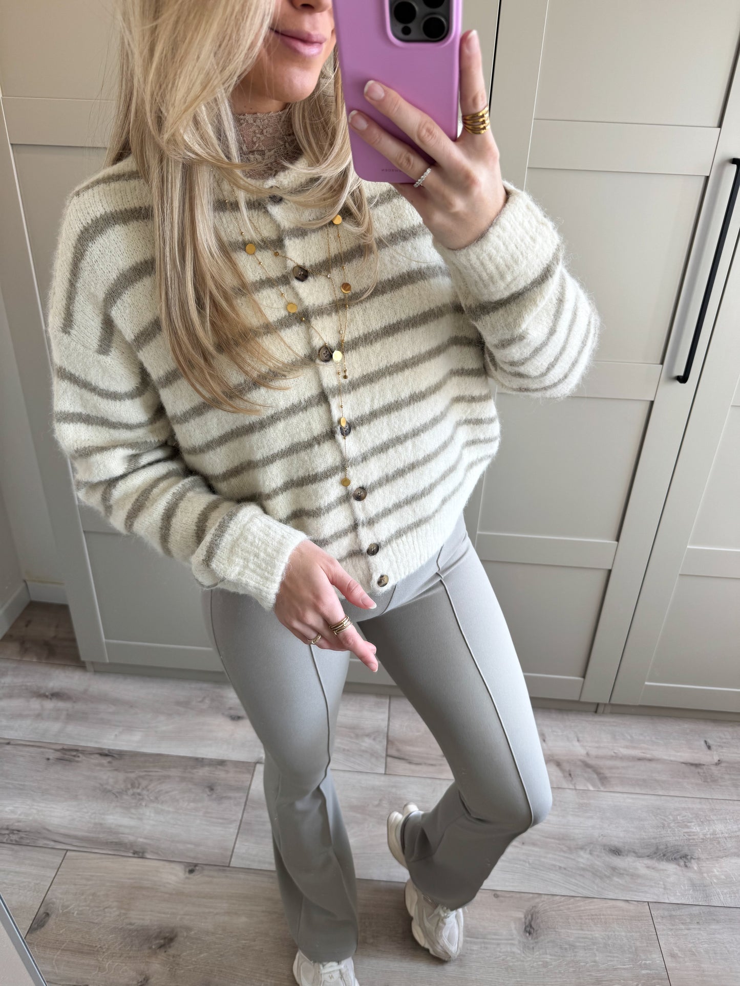 Vest | Noa | Beige Midden groen