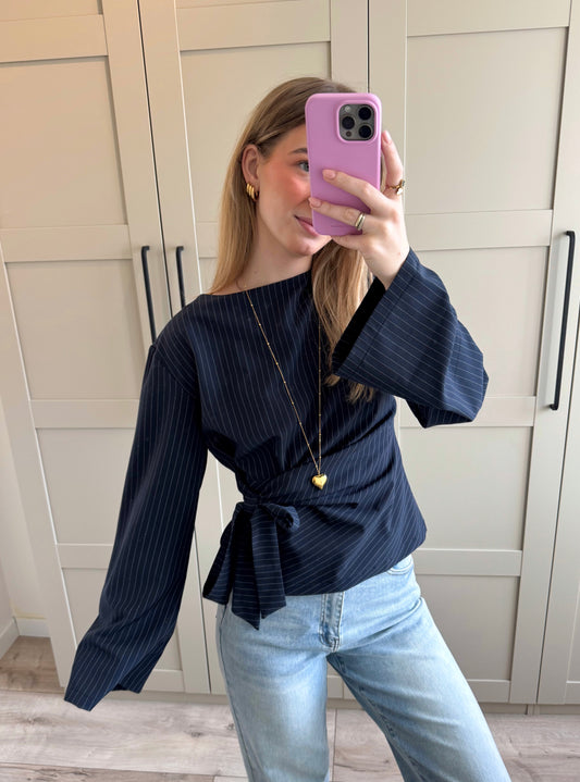Blouse | Nienke | Donkerblauw streep