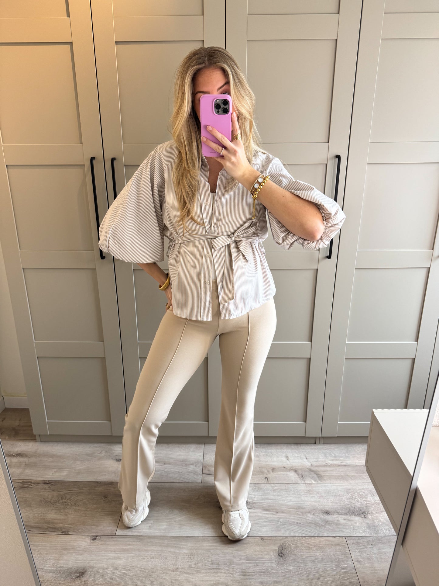 Flare stretch broek | Bo | Beige