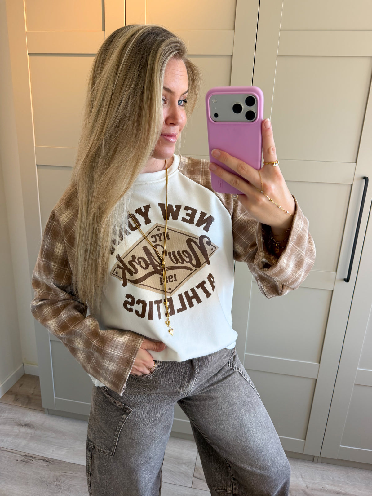 Longsleeve | Ruit New York | Beige
